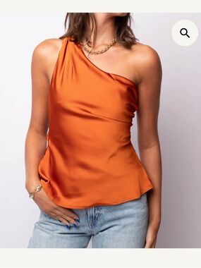 Astr One-Shoulder Satin Top - Burnt Orange